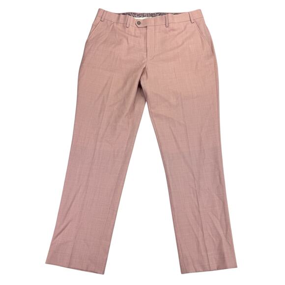 Bar III Mens Slim Fit Wool Blend Sharkskin Power Stretch Suit Pants Pink 36x30 - Picture 1 of 5